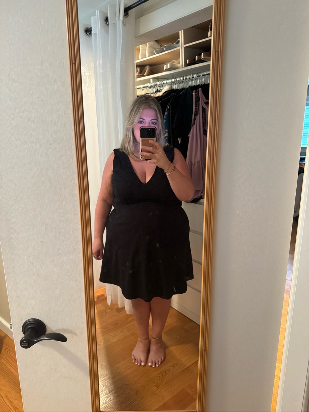 Symphony Black V-Neck A-Line Dress